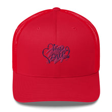 Load image into Gallery viewer, ‘My Love’ Pink & Purple Heart Trucker Cap