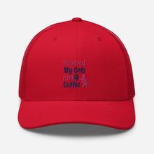 Load image into Gallery viewer, ‘Powered By Cats & Coffee’ Trucker Cap