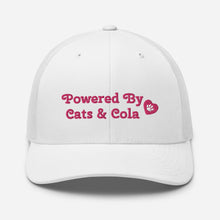 Load image into Gallery viewer, 'Powered By Cats & Cola Paw Print' Trucker Cap