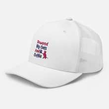 Load image into Gallery viewer, ‘Powered By Cats & Coffee’ Trucker Cap