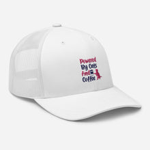 Load image into Gallery viewer, ‘Powered By Cats & Coffee’ Trucker Cap