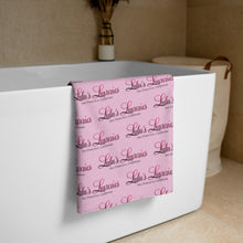 Load image into Gallery viewer, 'Pretty In Pink - Lulu's Luxuries Logo Print' Towel