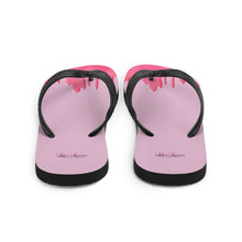 Load image into Gallery viewer, 'Pink Drip Paint Print with Lulu's Luxuries Logo' Flip-Flops