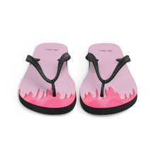 Load image into Gallery viewer, 'Pink Drip Paint Print with Lulu's Luxuries Logo' Flip-Flops
