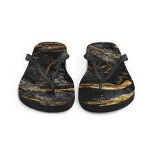 Load image into Gallery viewer, 'Black & Gold Marble Print' Flip-Flops