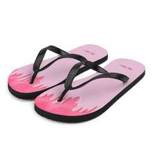 Load image into Gallery viewer, 'Pink Drip Paint Print with Lulu's Luxuries Logo' Flip-Flops