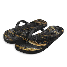 Load image into Gallery viewer, 'Black & Gold Marble Print' Flip-Flops
