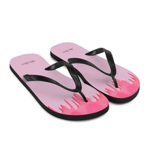 Load image into Gallery viewer, 'Pink Drip Paint Print with Lulu's Luxuries Logo' Flip-Flops