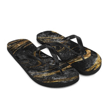 Load image into Gallery viewer, 'Black & Gold Marble Print' Flip-Flops