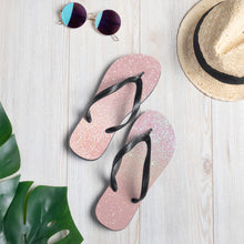 Load image into Gallery viewer, 'Pretty Pink Rose Gold Glitter Print' Flip-Flops