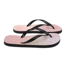 Load image into Gallery viewer, 'Pretty Pink Rose Gold Glitter Print' Flip-Flops