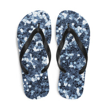 Load image into Gallery viewer, 'Blue Sparkle Glitter Confetti Print' Flip-Flops