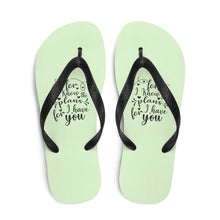 Load image into Gallery viewer, 'For I Know The Plans I Have For You' Green Flip-Flops