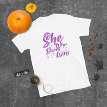 Load image into Gallery viewer, 'She Who Dares Wins' Short-Sleeve Unisex T-Shirt
