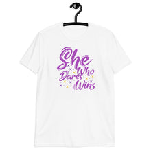 Load image into Gallery viewer, 'She Who Dares Wins' Short-Sleeve Unisex T-Shirt