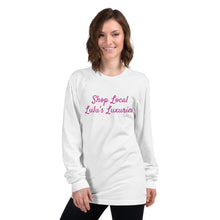 Load image into Gallery viewer, ‘Shop Local Lulu’s Luxuries’ Made in USA Long sleeve unisex t-shirt