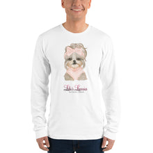 Load image into Gallery viewer, 'Lulu's Luxuries Puppy Dog With Bow' Long sleeve unisex t-shirt Made In USA