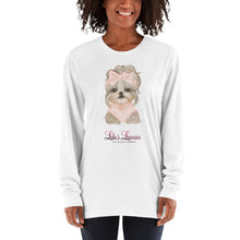 Load image into Gallery viewer, 'Lulu's Luxuries Puppy Dog With Bow' Long sleeve unisex t-shirt Made In USA