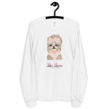 Load image into Gallery viewer, 'Lulu's Luxuries Puppy Dog With Bow' Long sleeve unisex t-shirt Made In USA