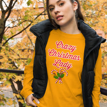 Load image into Gallery viewer, 'Crazy Christmas Lady Candy Canes' Unisex Long Sleeve Tee