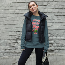 Load image into Gallery viewer, 'Crazy Christmas Lady Candy Canes' Unisex Long Sleeve Tee
