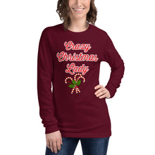 Load image into Gallery viewer, 'Crazy Christmas Lady Candy Canes' Unisex Long Sleeve Tee