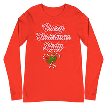 Load image into Gallery viewer, 'Crazy Christmas Lady Candy Canes' Unisex Long Sleeve Tee