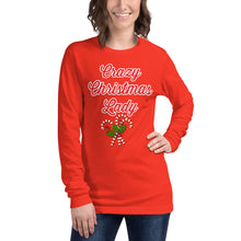Load image into Gallery viewer, 'Crazy Christmas Lady Candy Canes' Unisex Long Sleeve Tee