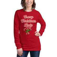 Load image into Gallery viewer, 'Crazy Christmas Lady Candy Canes' Unisex Long Sleeve Tee
