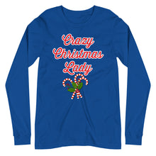 Load image into Gallery viewer, 'Crazy Christmas Lady Candy Canes' Unisex Long Sleeve Tee