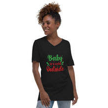 Load image into Gallery viewer, 'Baby It's Cold Outside' Unisex Short Sleeve V-Neck T-Shirt