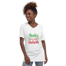 Load image into Gallery viewer, 'Baby It's Cold Outside' Unisex Short Sleeve V-Neck T-Shirt