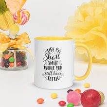 Load image into Gallery viewer, 'Life Is Short - Smile While You Still Have Teeth' Mug with Color Inside