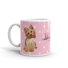 Load image into Gallery viewer, ‘Yorkshire Terrier on Pink With White Polka Dots’ Glossy Mug