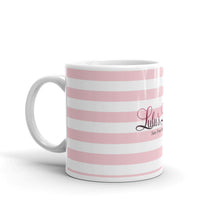 Load image into Gallery viewer, ‘Pink & White Stripes Lulu’s Luxuries Logo’ Glossy Mug