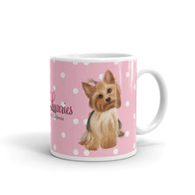 Load image into Gallery viewer, ‘Yorkshire Terrier on Pink With White Polka Dots’ Glossy Mug