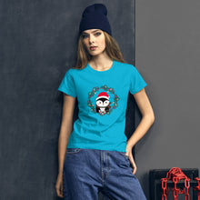 Load image into Gallery viewer, 'Penguin Wreath Holiday' Women's short sleeve t-shirt