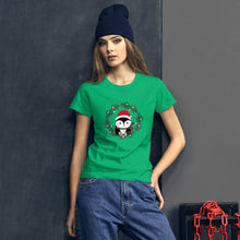 Load image into Gallery viewer, 'Penguin Wreath Holiday' Women's short sleeve t-shirt