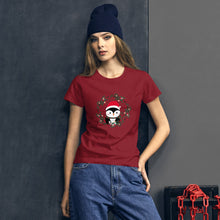 Load image into Gallery viewer, 'Penguin Wreath Holiday' Women's short sleeve t-shirt