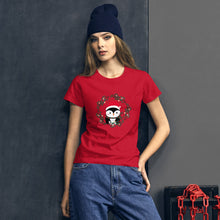 Load image into Gallery viewer, 'Penguin Wreath Holiday' Women's short sleeve t-shirt