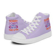 Load image into Gallery viewer, 'I'm Sorry I Can't - At The Gym' Women’s Purple High Top Canvas Shoes