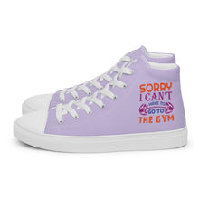 Load image into Gallery viewer, 'I'm Sorry I Can't - At The Gym' Women’s Purple High Top Canvas Shoes