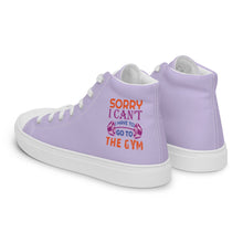 Load image into Gallery viewer, 'I'm Sorry I Can't - At The Gym' Women’s Purple High Top Canvas Shoes