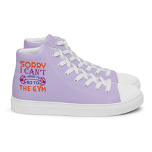 Load image into Gallery viewer, 'I'm Sorry I Can't - At The Gym' Women’s Purple High Top Canvas Shoes