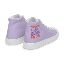 Load image into Gallery viewer, 'I'm Sorry I Can't - At The Gym' Women’s Purple High Top Canvas Shoes