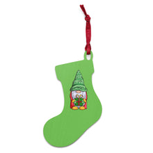Load image into Gallery viewer, Holiday Gnome Green Wooden Ornaments