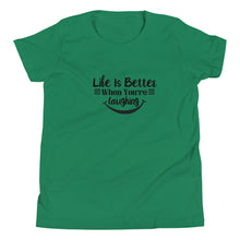 Load image into Gallery viewer, 'Life Is Better When You're Laughing' Unisex Youth Short Sleeve T-Shirt