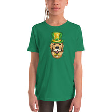Load image into Gallery viewer, 'St. Patrick's Day Golden Retriever Dog' Unisex Youth Short Sleeve T-Shirt