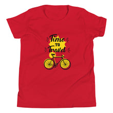 Load image into Gallery viewer, 'Time To Travel Bicycle' Unisex Youth Short Sleeve T-Shirt