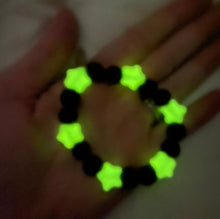 Load image into Gallery viewer, Lava Rock and Glow In The Dark Orange Stars Stretch Bracelet
